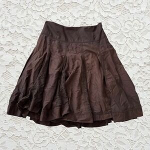 vintage y2k two tone brown lace midi skirt